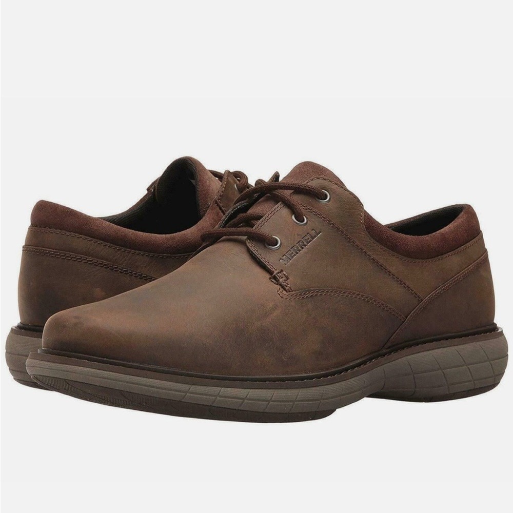Merrell Black Slate Mens Leather Oxford Shoes Brown Lace Up J94355 Size‎ 12